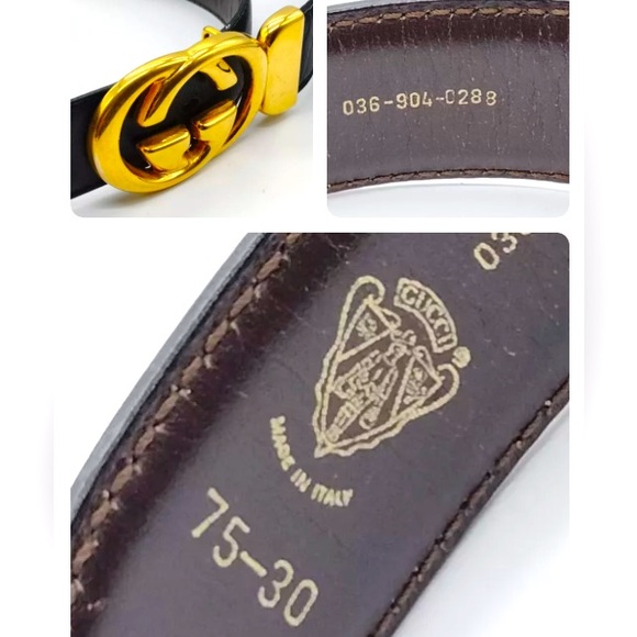Gucci Interlocking GG Black Leather Belt size 2 US - Picture 6 of 8